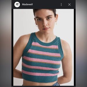 NWOT- Madewell- Cropped Pink and Blue Knit Sweater- XXL